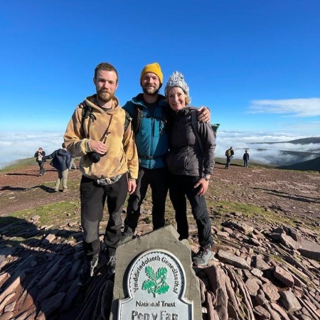 Bunty Bailey with her two sons at Pen Y Fan.
